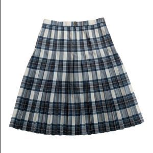 Aljean Wool Plaid Fan Maxi Skirt - image 1